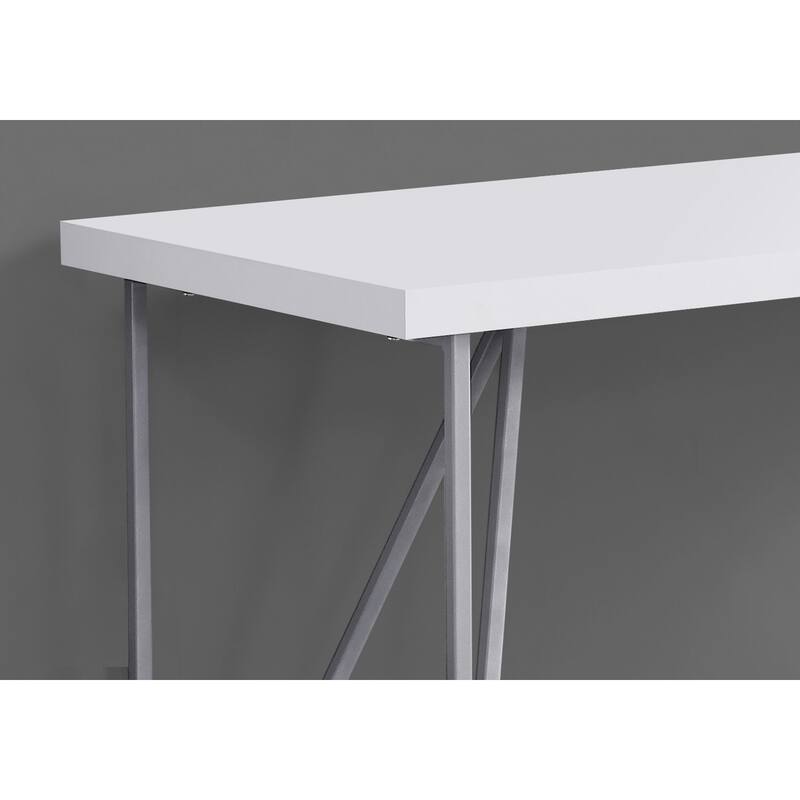 Computer Desk, Home Office, Laptop, 48"l, Work, White Laminate, Grey Metal, Contemporary - White