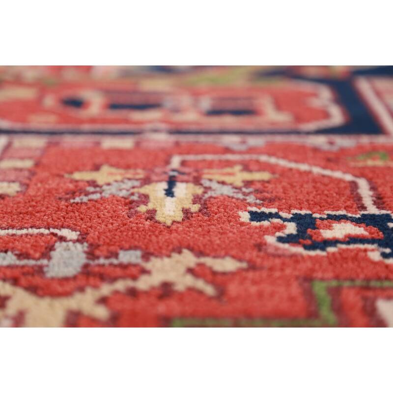 Hand Knotted Oriental 100% Wool Carpet Traditional Medallion Oranges & Rust Heriz (serapi) Area Rug - 9' 10'' X 8' 1''