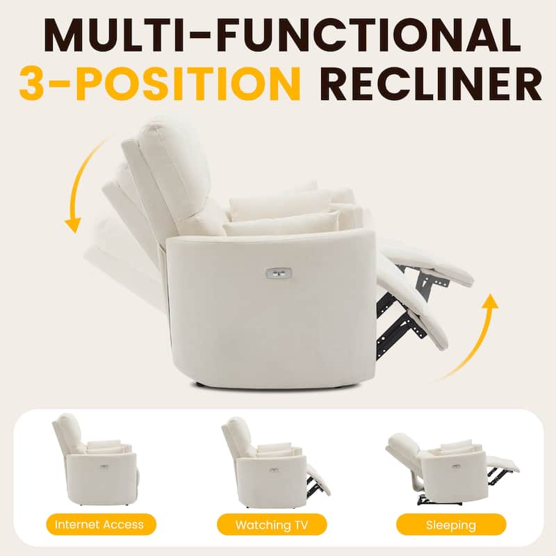 Chenille Power Recliner, 3-position Reclining Chair