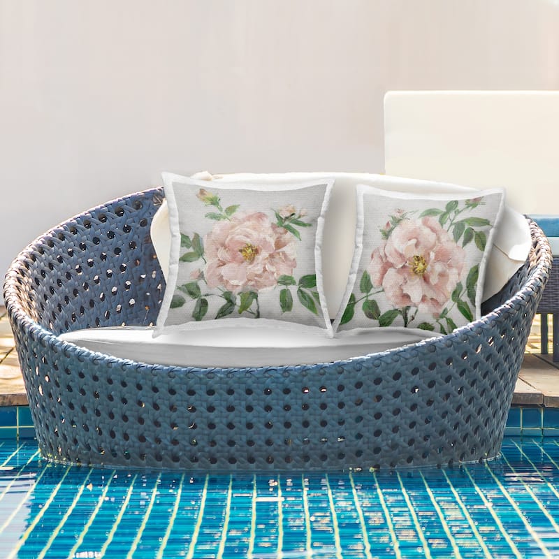 Stupell Soft & Subtle Peonies Printed Outdoor Throw Pillow Design by Sally Swatland (Set of 2)