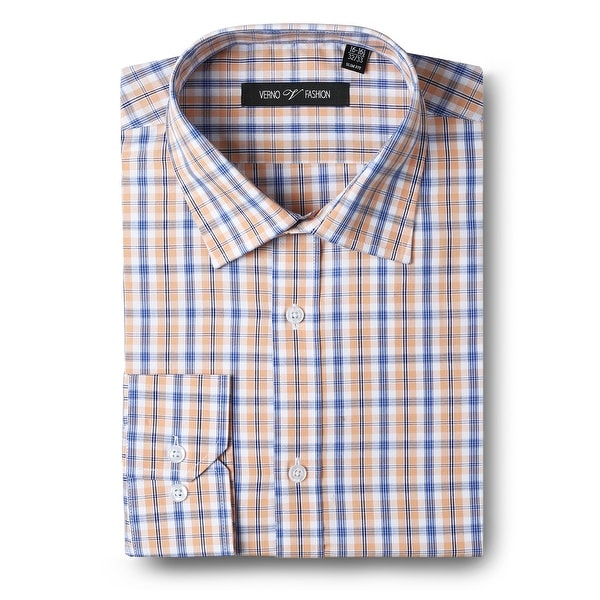 Men's Dress Shirts Slim Fit Cotton Long Sleeve Plaid Shirt Casual Basic Dress Shirts for men. Opens flyout.