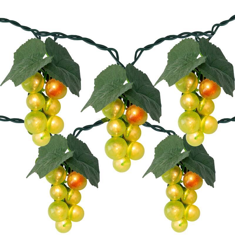 5ct Green Grape Cluster Outdoor Patio String Light Set, 6ft Green Wire