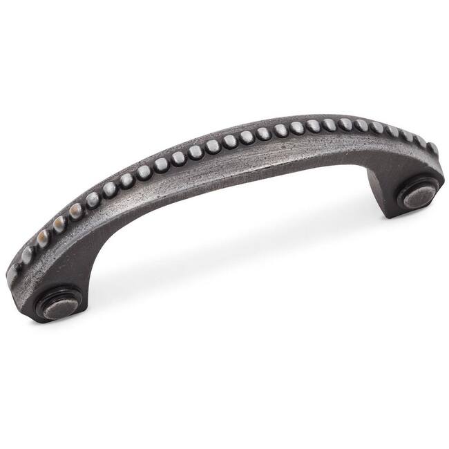 RK International CP 2617 Beaded 3" Center to Center Solid Metal Regal - Distressed Nickel