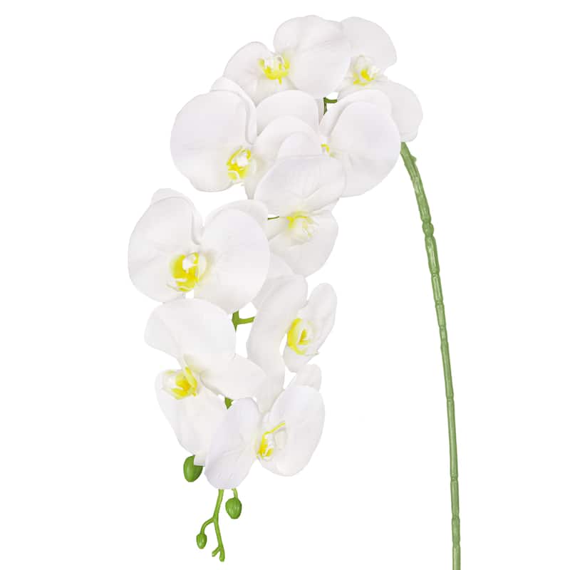 Set of 3 Natural Touch White Artificial Phalaenopsis Orchid Flower Stem Spray 40in - 40" L x 6" W x 4" DP
