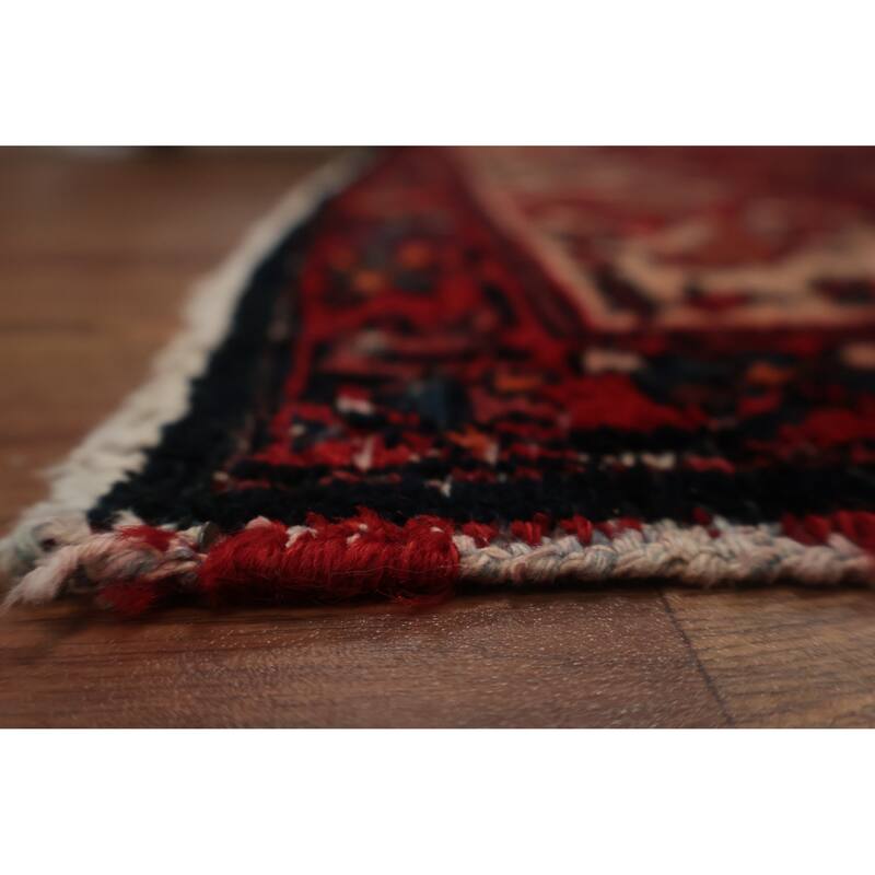 Hand Knotted Oriental 100% Wool Carpet Traditional Floral Navy Blue & Blues Malayer Area Rug - 11' 3'' X 5' 0''