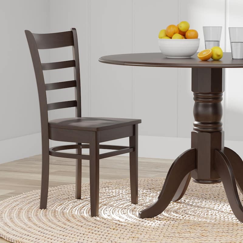 5-Piece Dining Set, 42" Round Drop-Leaf Table and Slat Back Chairs
