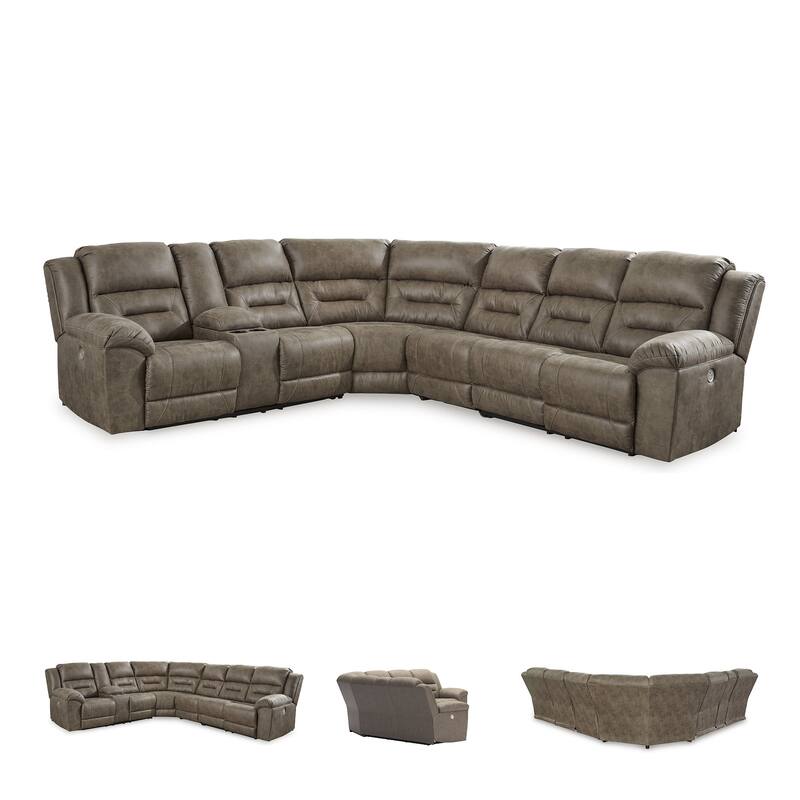 Signature Design by Ashley Ravenel Brown 4-Piece Power Reclining Sectional - 129"W x 93"D x 43"H