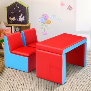 Gymax Multi-functional Kids Sofa Table Chair Set Couch Storage Box