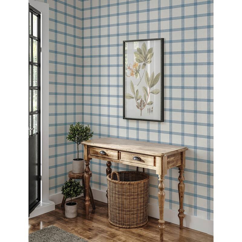 Chesapeake Twain Denim Plaid Wallpaper