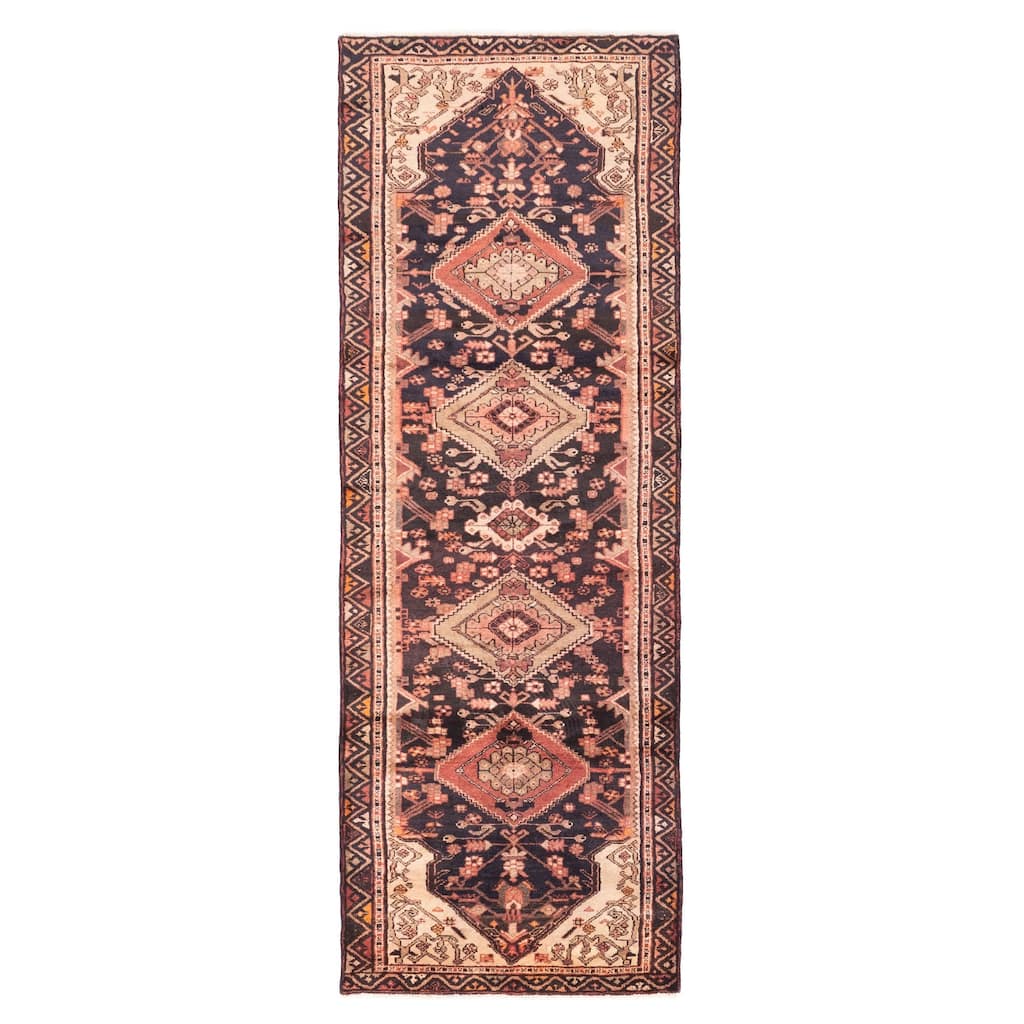 ECARPETGALLERY Hand-knotted Anatolian Vintage Black Wool Rug - 3'3 x 10'3