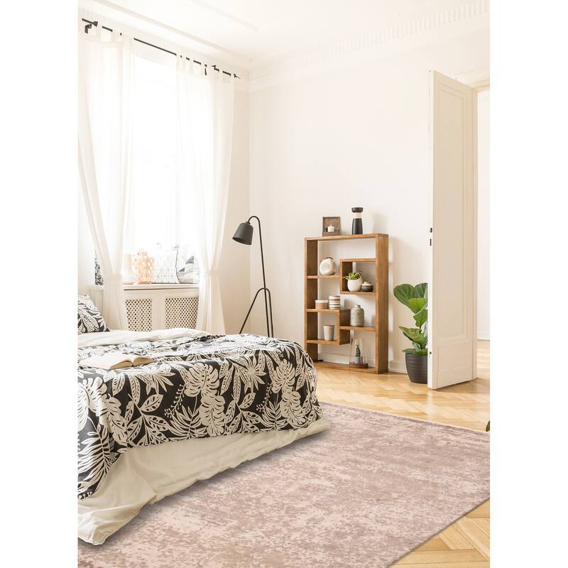 ECARPETGALLERY Hand-knotted Alma Light Grey Silk Rug - 8'0 x 10'0