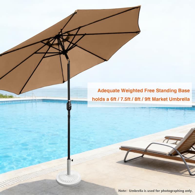 cement patio umbrella stand free standing Maypex 22 lbs. Outdoor Patio Umbrella Base Stand – HDPE & Cement Weighted Umbrella Holder in White