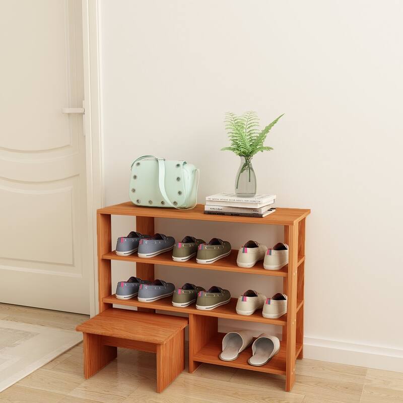 HELLO LAURA Modern Espresso Finish MDF Wood Storage Shoe 3 Shelves Storage Rack