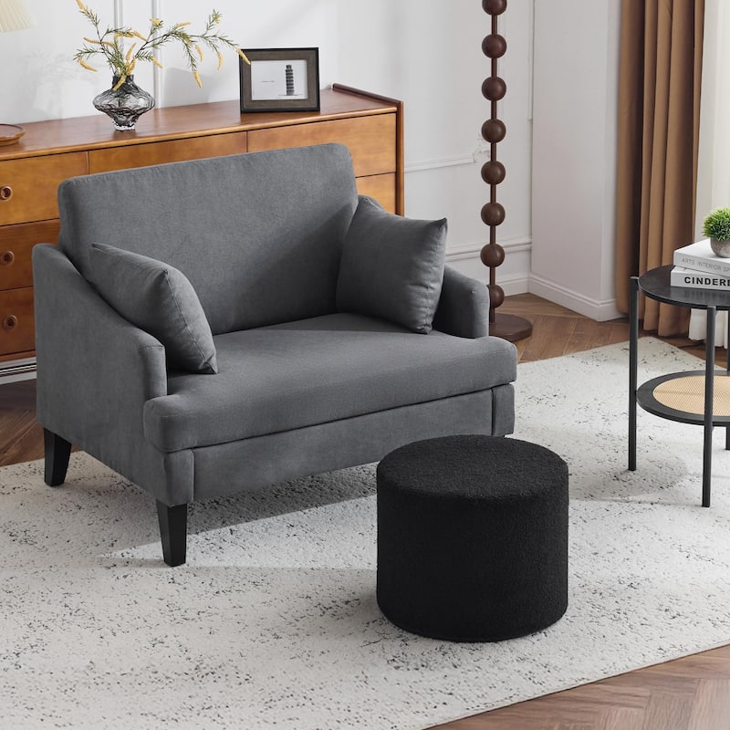 Bezseller Soft Boucle Pouf Ottoman, Comfortable Foot Rest, Full Foam Filling Footstool for Living Room, Bedroom