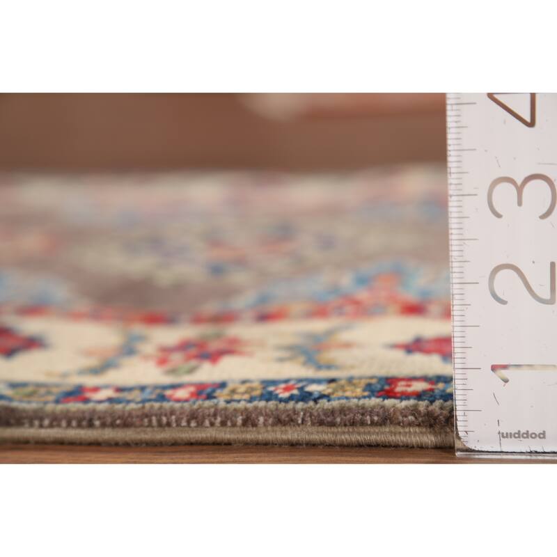 Hand Knotted Oriental 100% Wool Carpet Traditional Geometric Brown Kazak Area Rug - 2' 11'' X 2' 1''