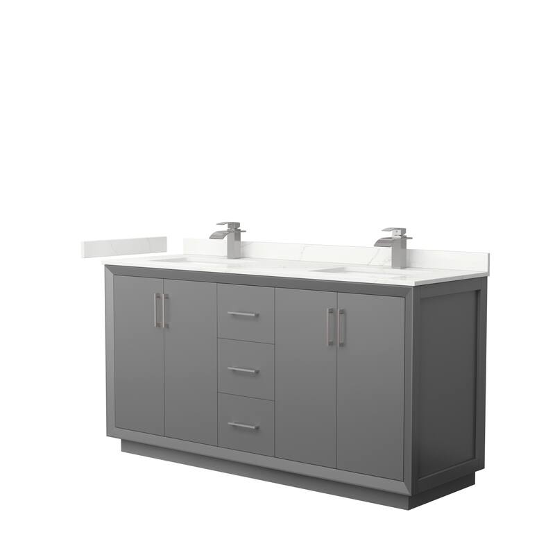 Strada 66-inch Double Vanity, Quartz Top