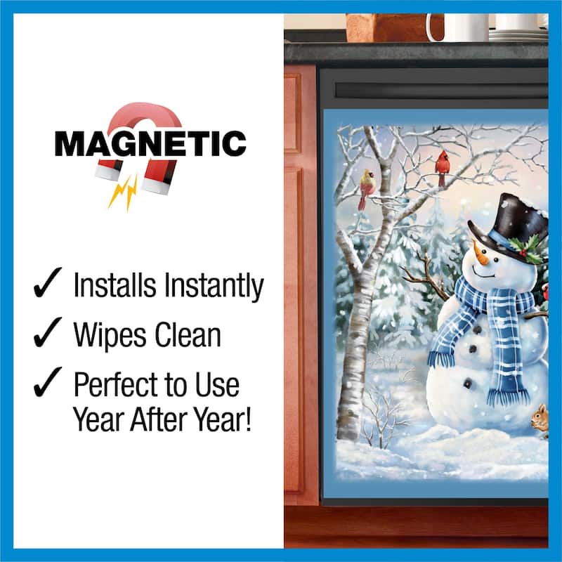 Winter Snowman Kitchen Dishwasher Magnet - Standard