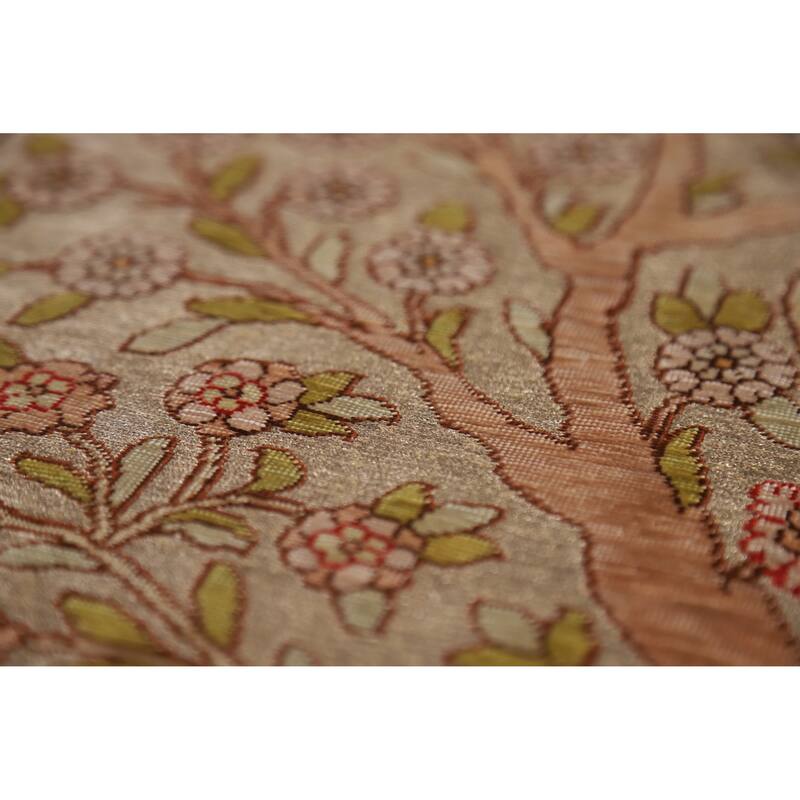 Hand Knotted Oriental Silk & Silver Carpet Traditional Floral Brown Hereke Area Rug - 5' 5'' X 3' 6''
