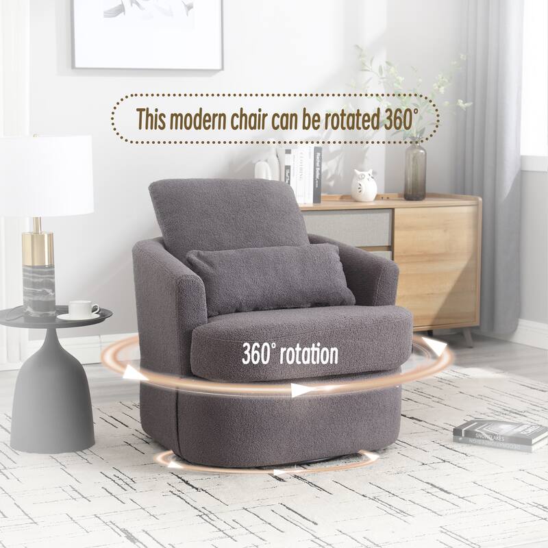 Roomfitters Teddy Swivel Barrel Chair, 360° Round Accent Sofa Chair for Living Room, Bedroom, Nursery or Office