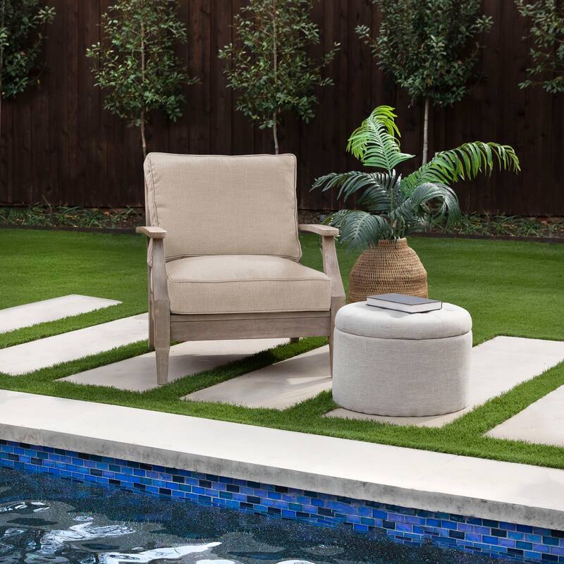 Sorra Home Sunbrella Outdoor Corded Chair Cushion - 22 in W x 22 in D x 4 in H - Revive Sand