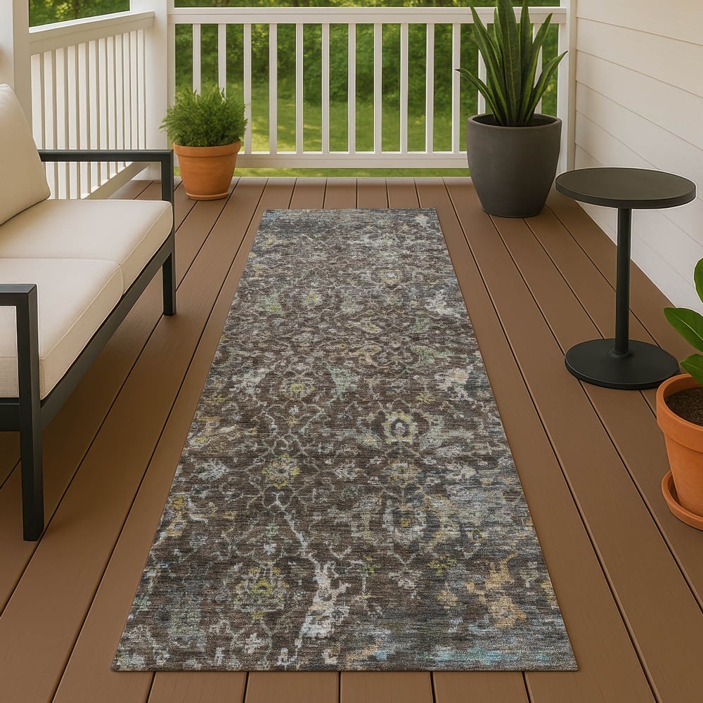 Machine Washable Indoor/ Outdoor Vintage Traditional Chantille Rug
