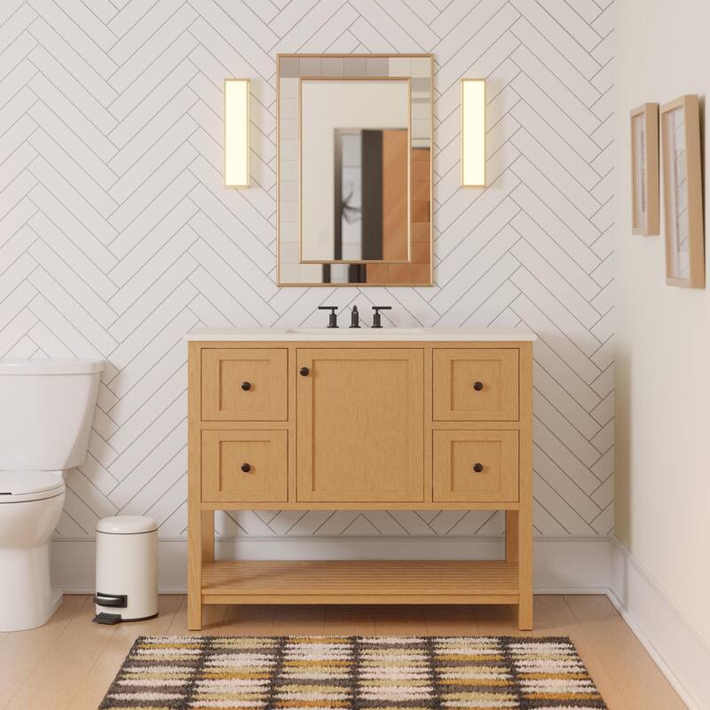 KitchenBathCollection Lakeshore 42" Bathroom Vanity with Engineered White Top