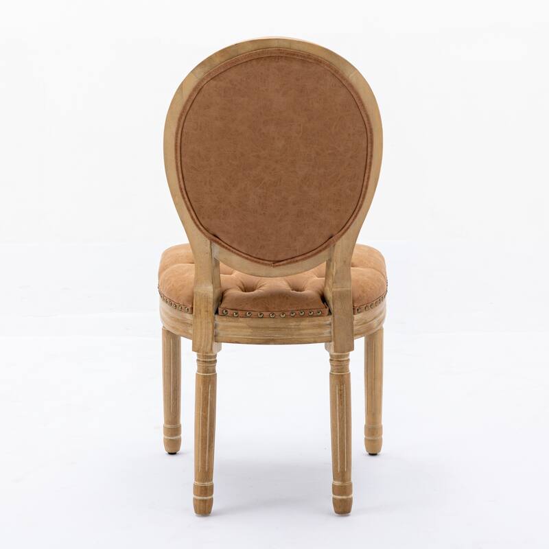 Dining Chair with Nailhead Trim Solid Wood Frame Antique Painting Style Set of 2 - as picture