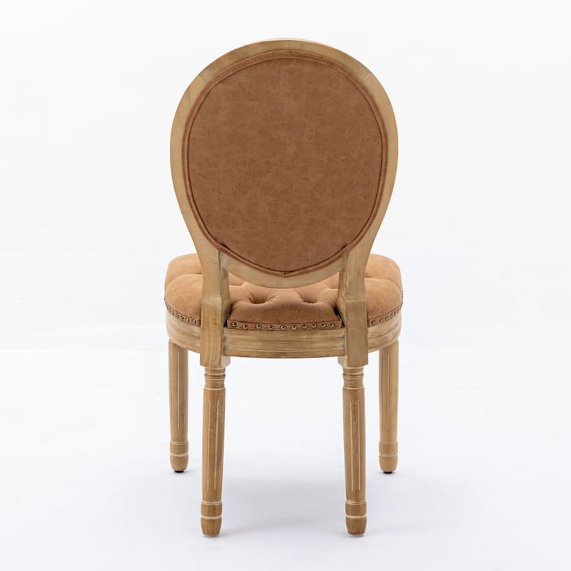 GDF Studio - French Traditional Wood PU Upholstered Dining Chairs with Tufted Back & Nailhead Trim, Set of 2