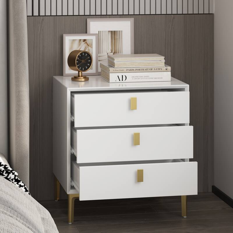 Kerrogee Black/White Bevelled Three-Drawer Bedside Table