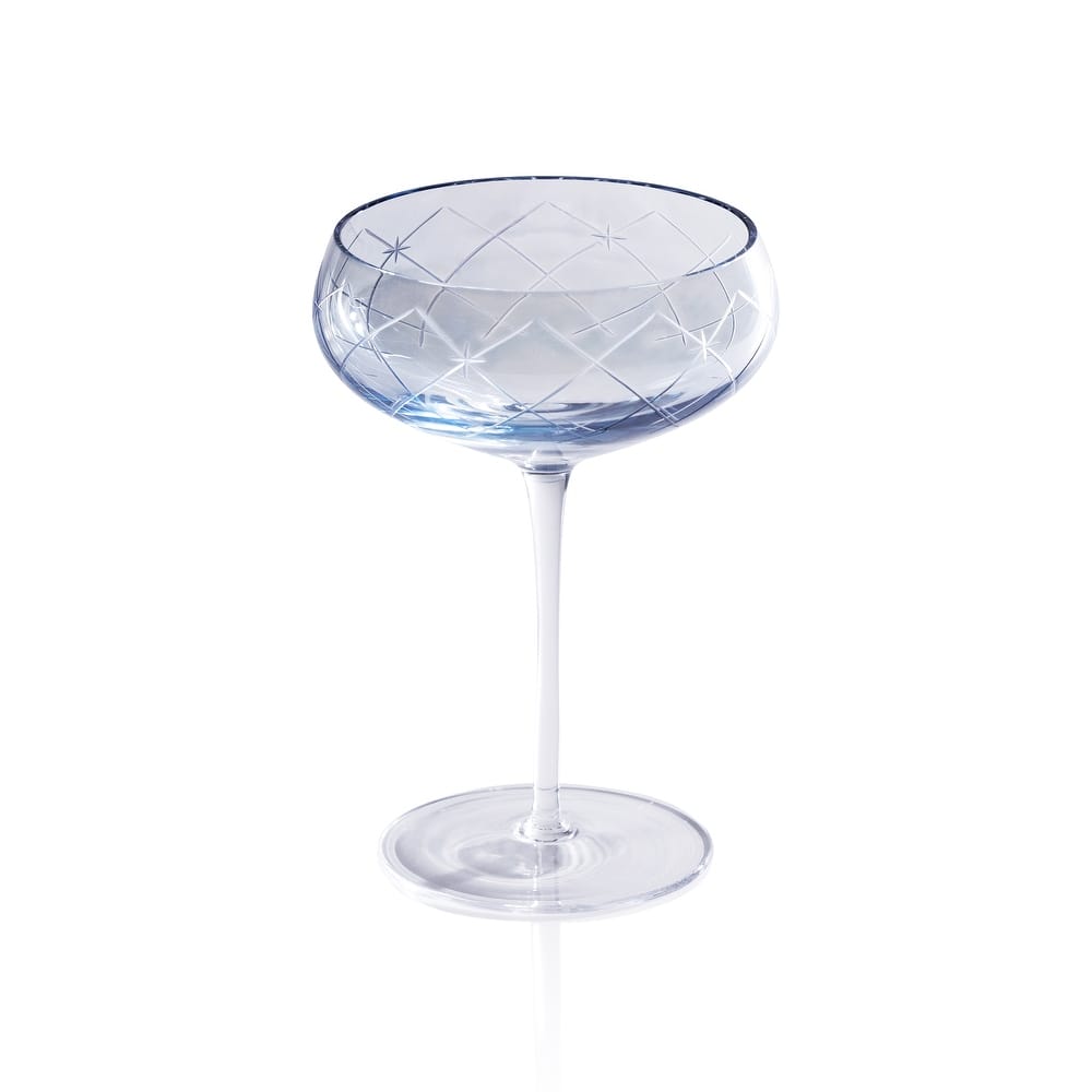 Audrey 4-Piece Set Hand Etched Coupe Glasses