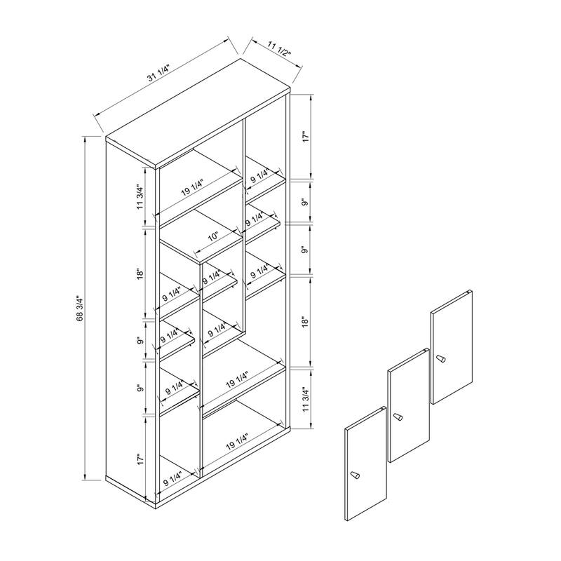 Bookcase Display Storage Cabinet - Black