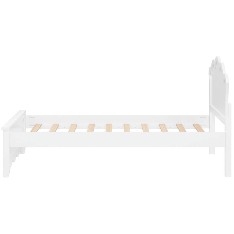Elegant White Wood Platform Bed with Headboard by Harper&Bright Designs