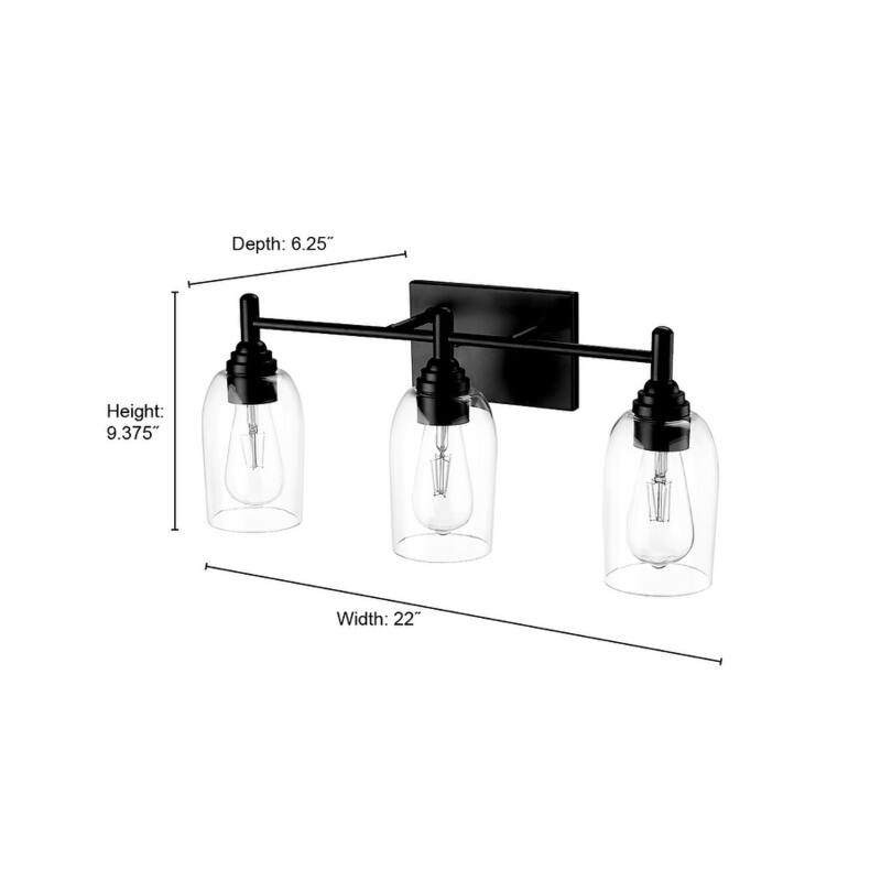 Millennium Lighting Arlett 3 Light Vanity fixture in Multiple Finishes with Clear Glass Shades