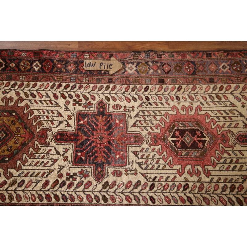 Geometric Heriz Persian Vintage Runner Rug Handmade Wool Carpet - 3'1"x 10'8"