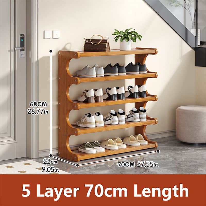 5-Tier Wood Grain Shoe Rack - Versatile, Space-Saving Storage Shelf