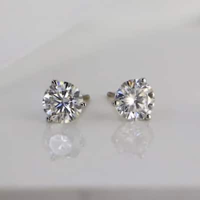 Auriya 1ctw Round Moissanite Stud Earrings 18k Gold Martini-set - 5 mm