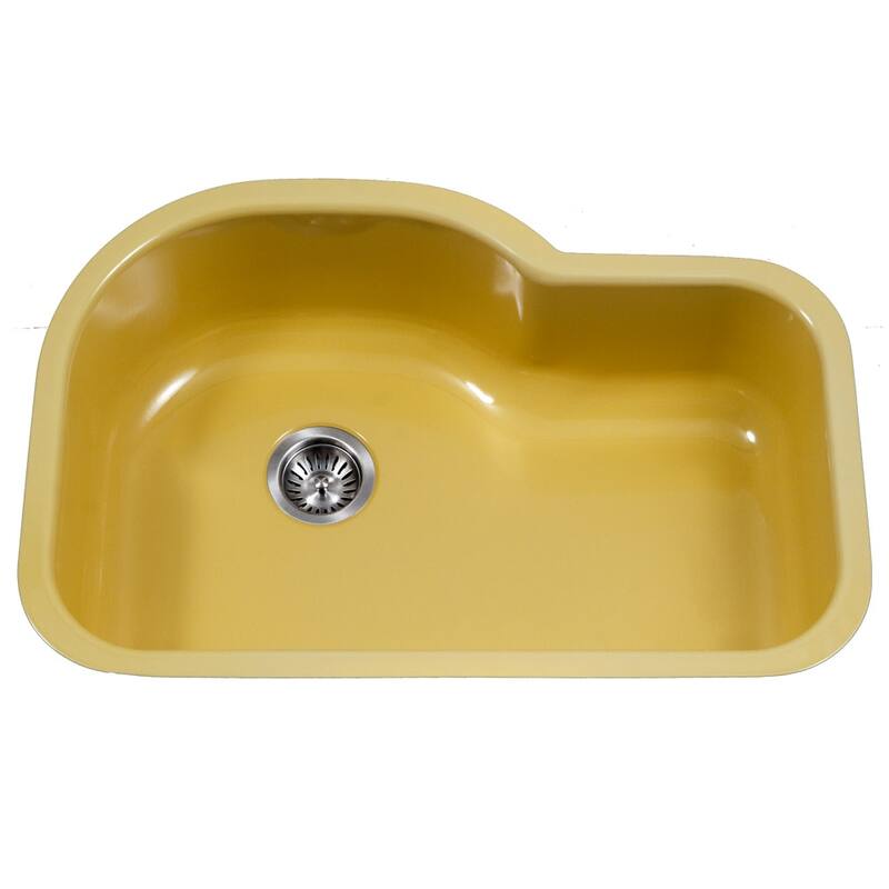 Houzer Porcela 31-1/4" Single Basin Undermount Porcelain Enameled
