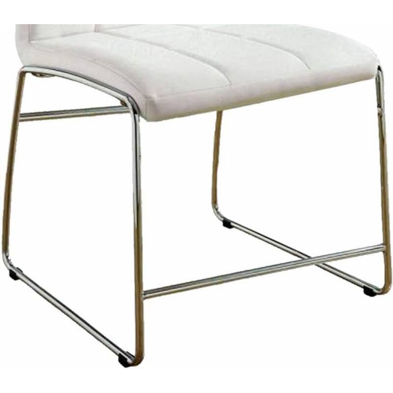 White Color Leatherette 2pcs Counter Height Dining Chairs Chrome Metal Legs Dining Room Counter Height Chairs