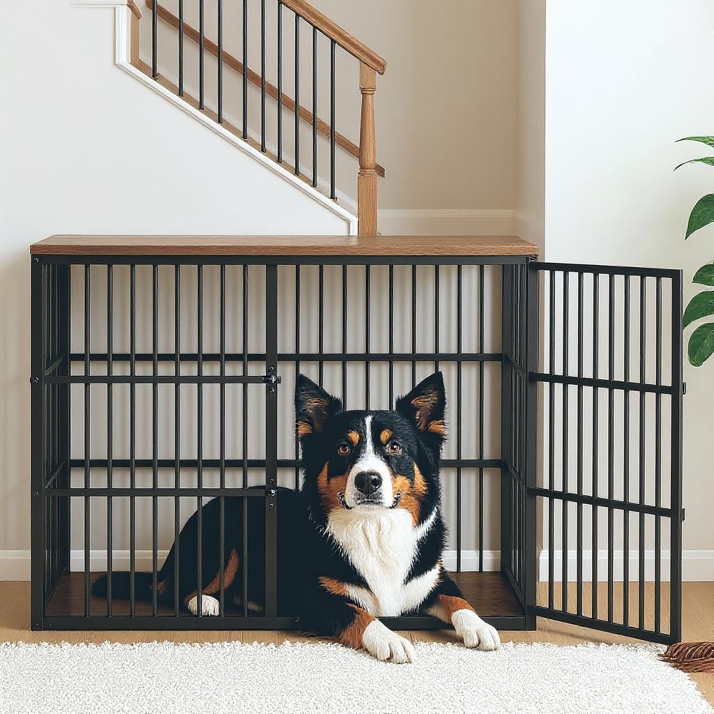 3-in-1 Wooden Dog Kennel, with 3 Lockable Doors, 48"