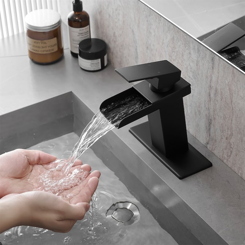 Sink Faucet with Deck Plate Waterfall for Sink 1 Hole or 3 Holes