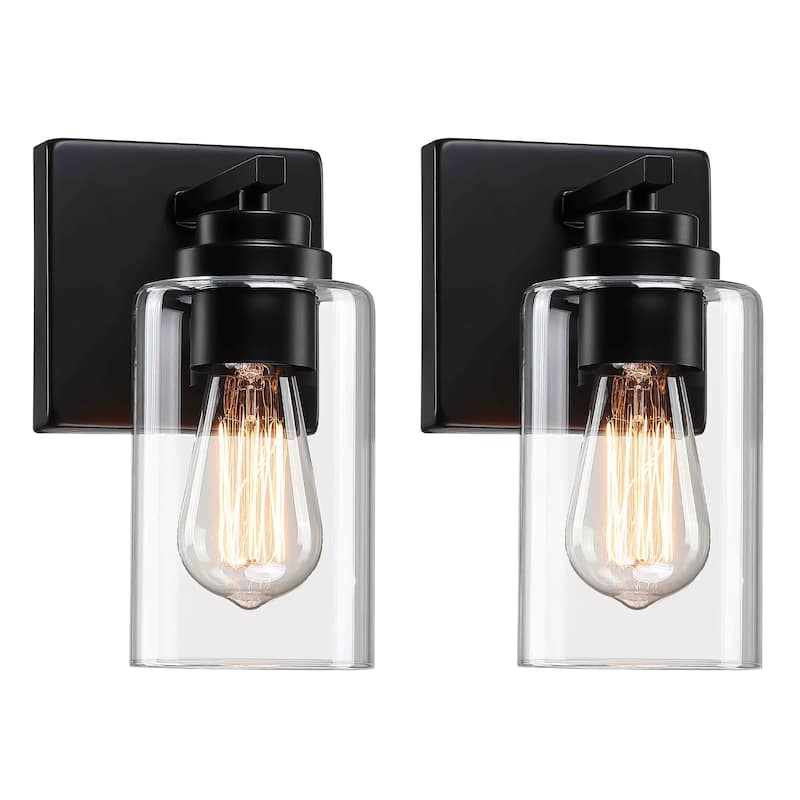 2-Light Dimmable Bath Vanity Light Wall Sconce Glass Shade(Set of 2)