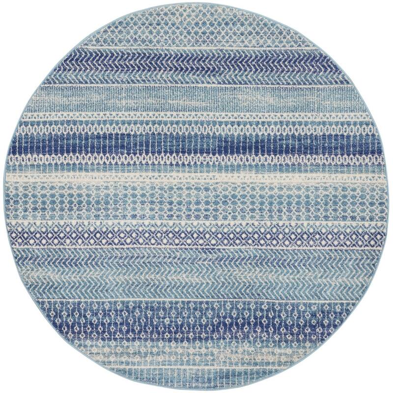 Power Loomed Geometric Floral Area Rug - 4' Round