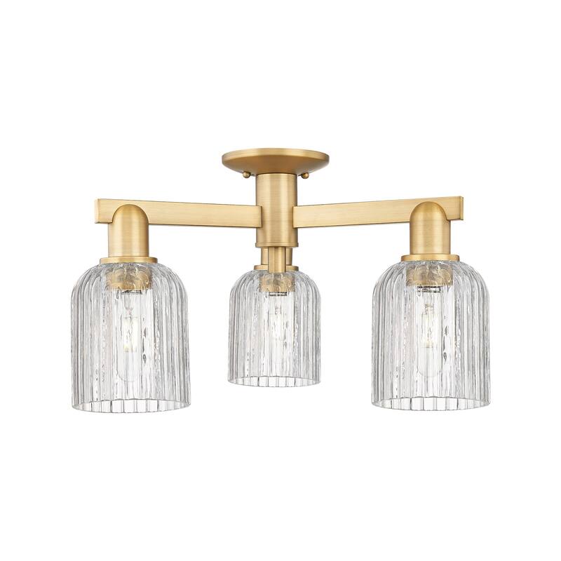 Innovations Lighting 716-3F-11-23 Bridal Veil Semi-Flush Bridal Veil 3 - Brushed Brass / Clear
