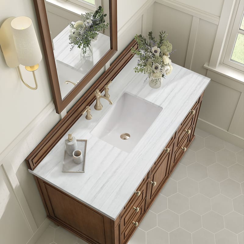 James Martin Vanities Lorelai 48" Single Vanity, Mid-Century Walnut - Arctic Fall
