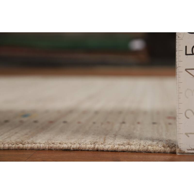 Hand Knotted Oriental 100% Wool Carpet Tribal Tribal Beige & Ivories Gabbeh Area Rug - 9' 5'' X 6' 7''