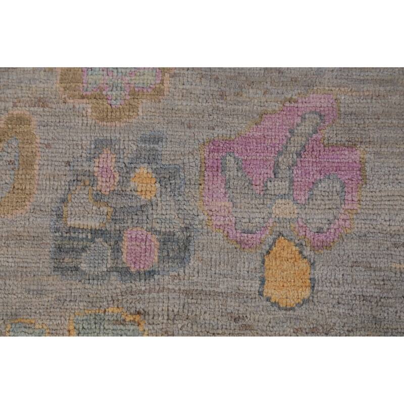 Hand Knotted Oriental 100% Wool Carpet Transitional All-Over Greys & Charcoal Oushak Area Rug - 9' 3'' X 7' 9''