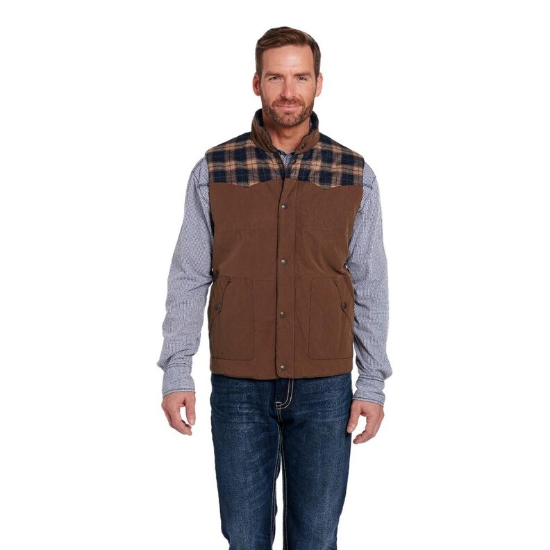 Shop Cripple Creek Western Vest Mens Snap Zipper Yokes Bark 2xl