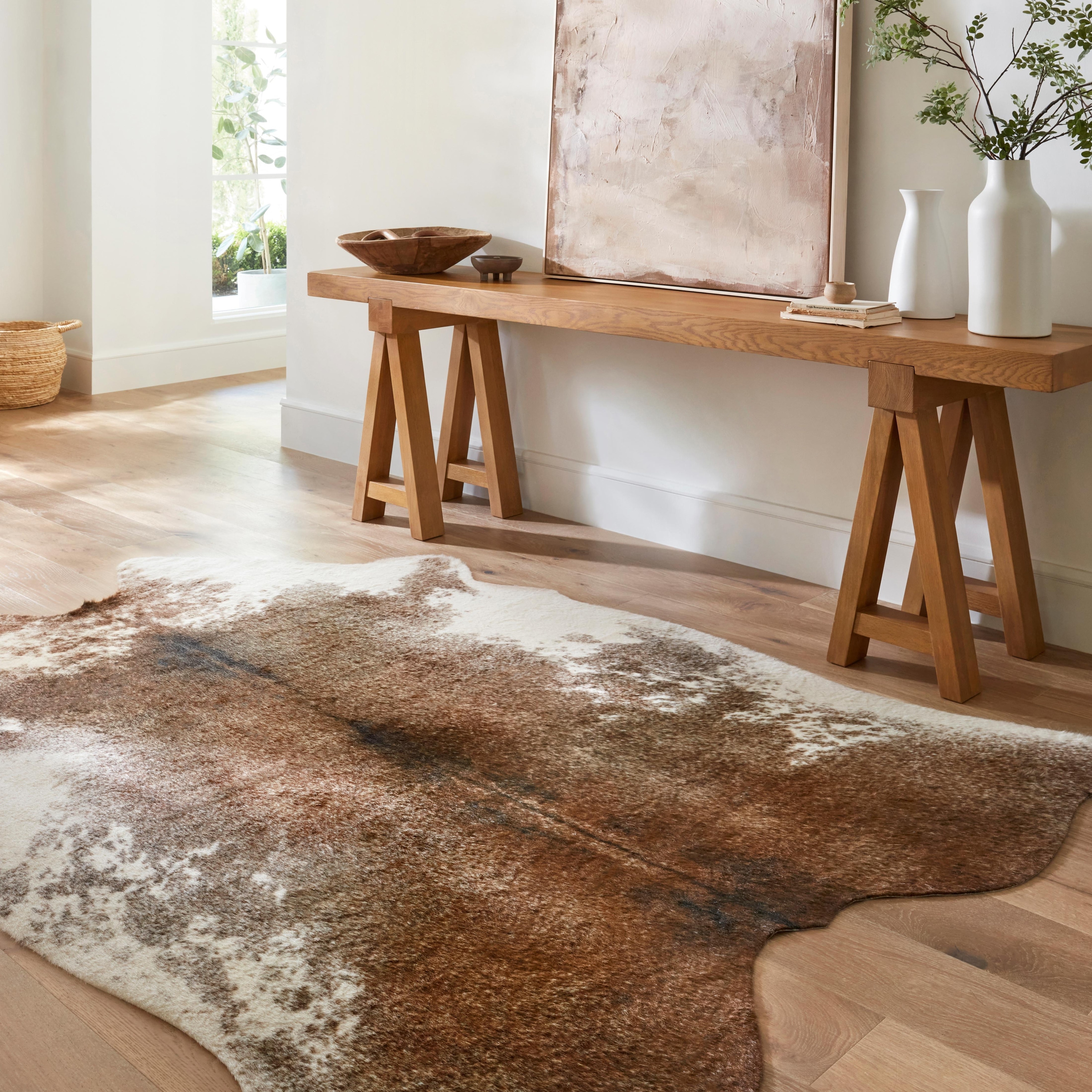 Pine Canopy De Soto Faux Rawhide Coffee Ivory Rug 3 10 X 5 5