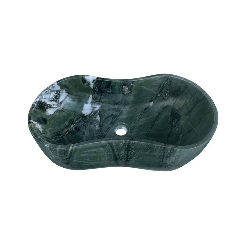 Roomfitters Marble Bathroom Vessel Sink, Natural Stone Countertop Wash Basin, Polished Oval Vanity Sink