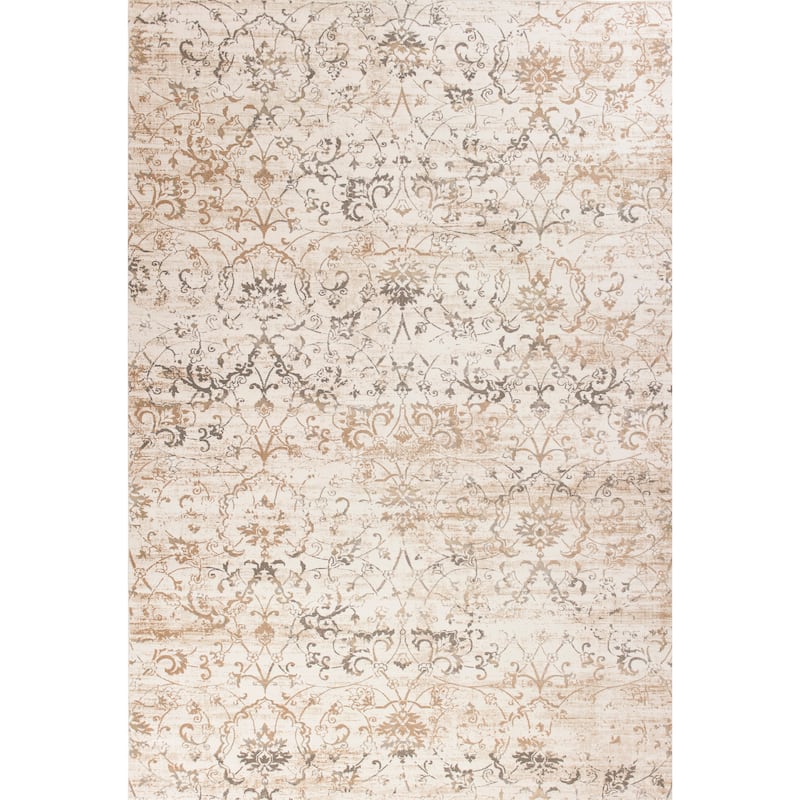 Domani Ekaterina Beige Vintage Scroll Area Rug - 5'3" x 7'7" - Ivory